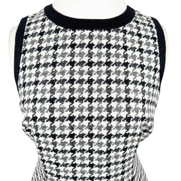 BODEN Black Cream British Tweed by Moon Houndstooth Shift Dress Size US 6 Mod - Picture 6 of 11